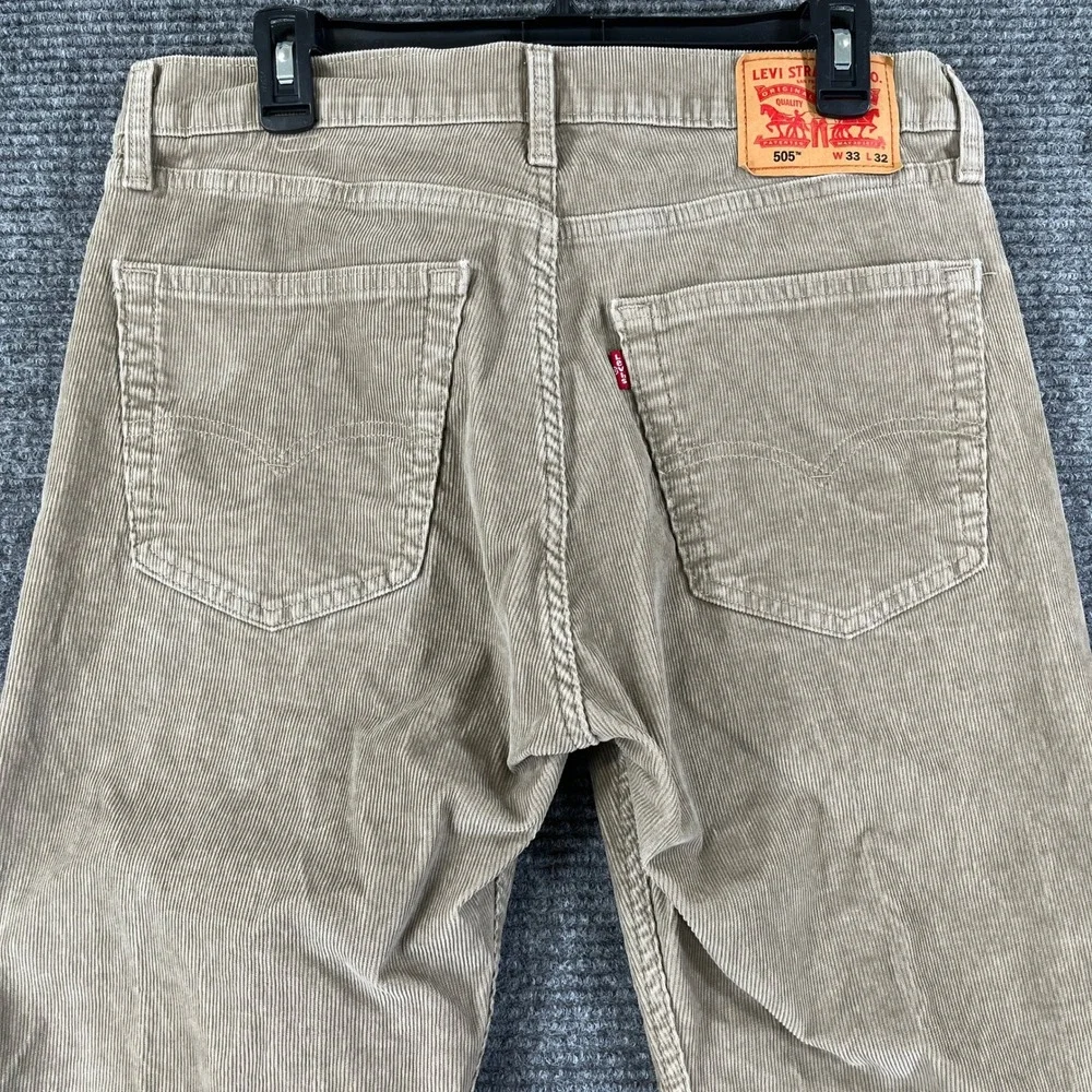 Levis 505 Corduroy Pants Mens 33x31 Khaki Straight Leg Modern Casual Wear